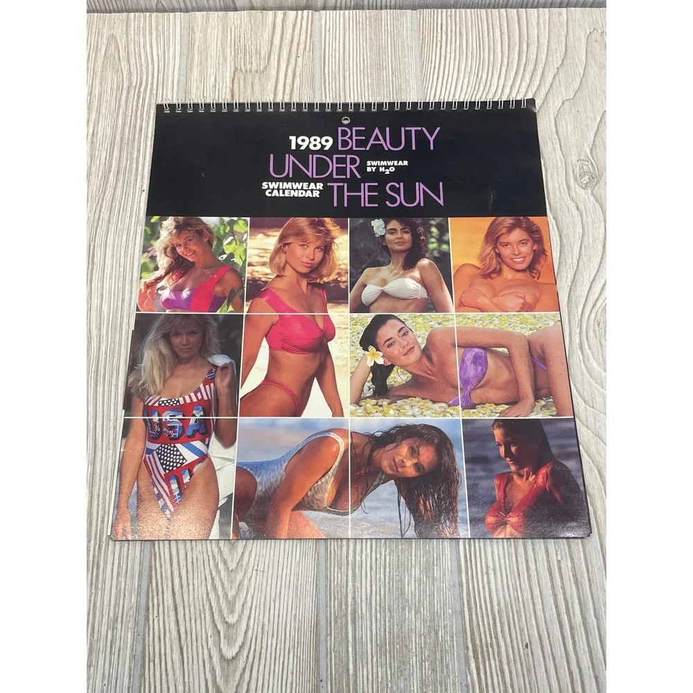 Vintage 1989 Beauty Under The Sun Swimwear Calendar H2O Retro 80s Fashion Models